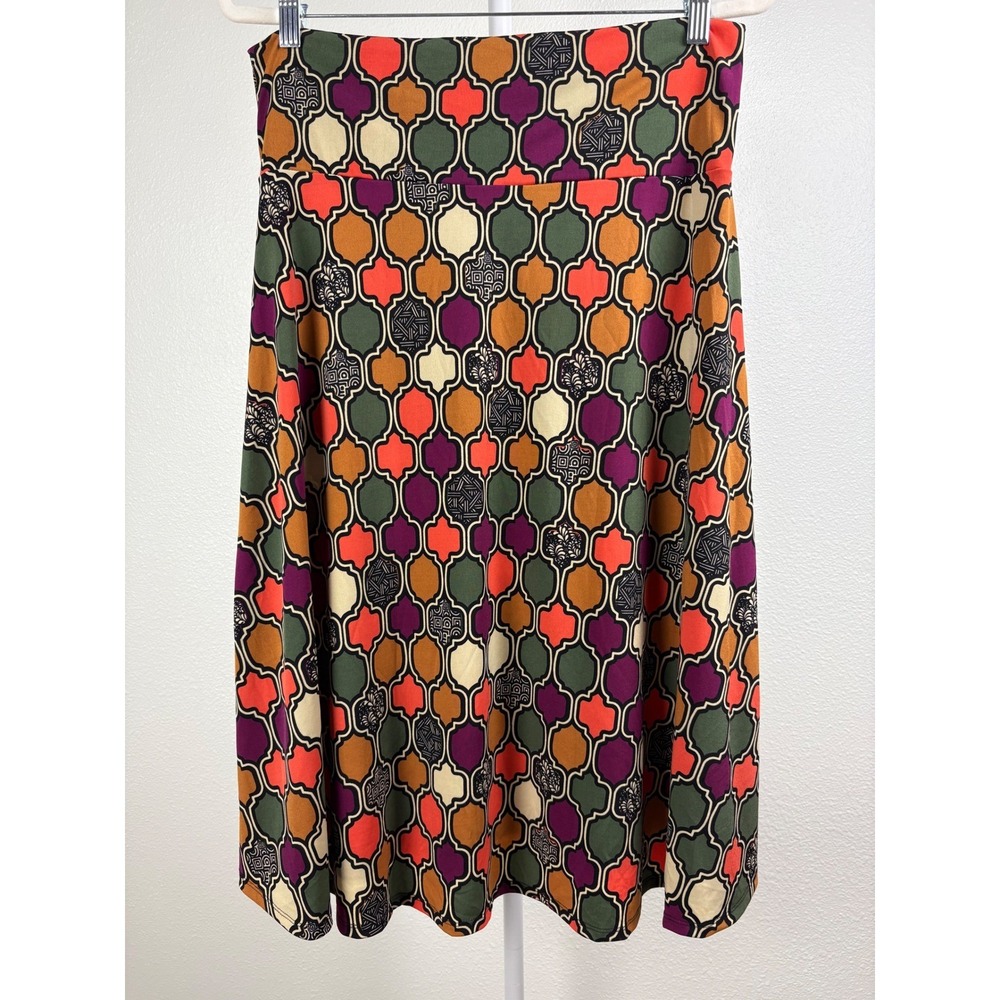 Geometric Print Midi Skirt Retro Mod Boho Art Teacher Dopamine Dressing XL Comfy